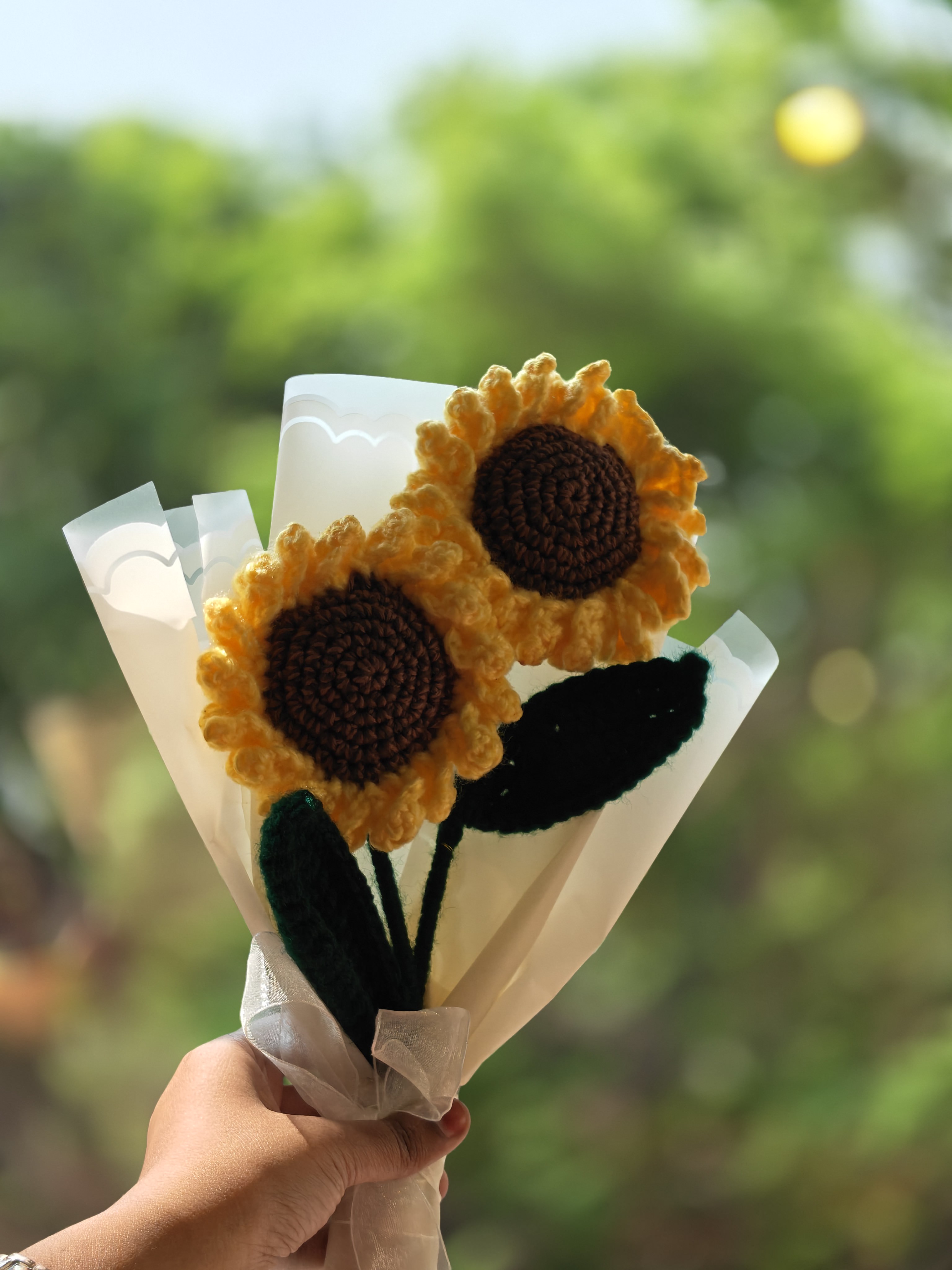 Handcrafted crochet sunflower bouquet